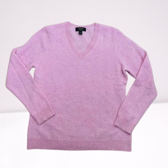 Charter Club NWOT 100% Luxury Cashmere V-Neck Pullover Sweater L Pink lavender - Picture 5 of 9
